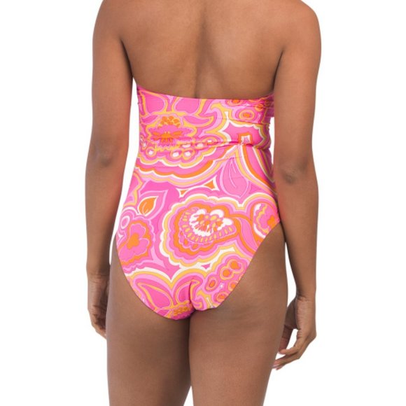 TRINA TURK $162 REMOVABLE STRAPS Morning Sunrise Bandeau Swimsuit 10 - Picture 9 of 12